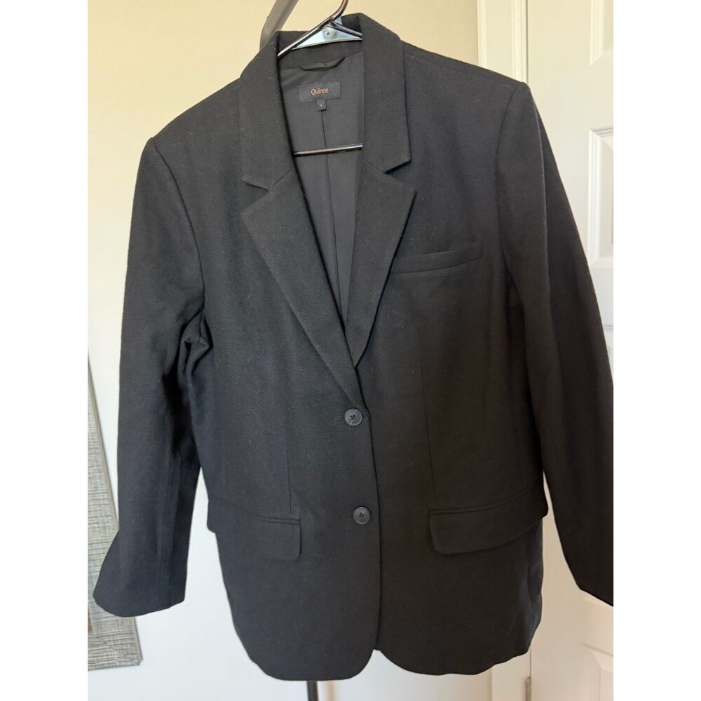 NWOT Quince Italian Wool Oversized Two-Button Blazer / Black / L